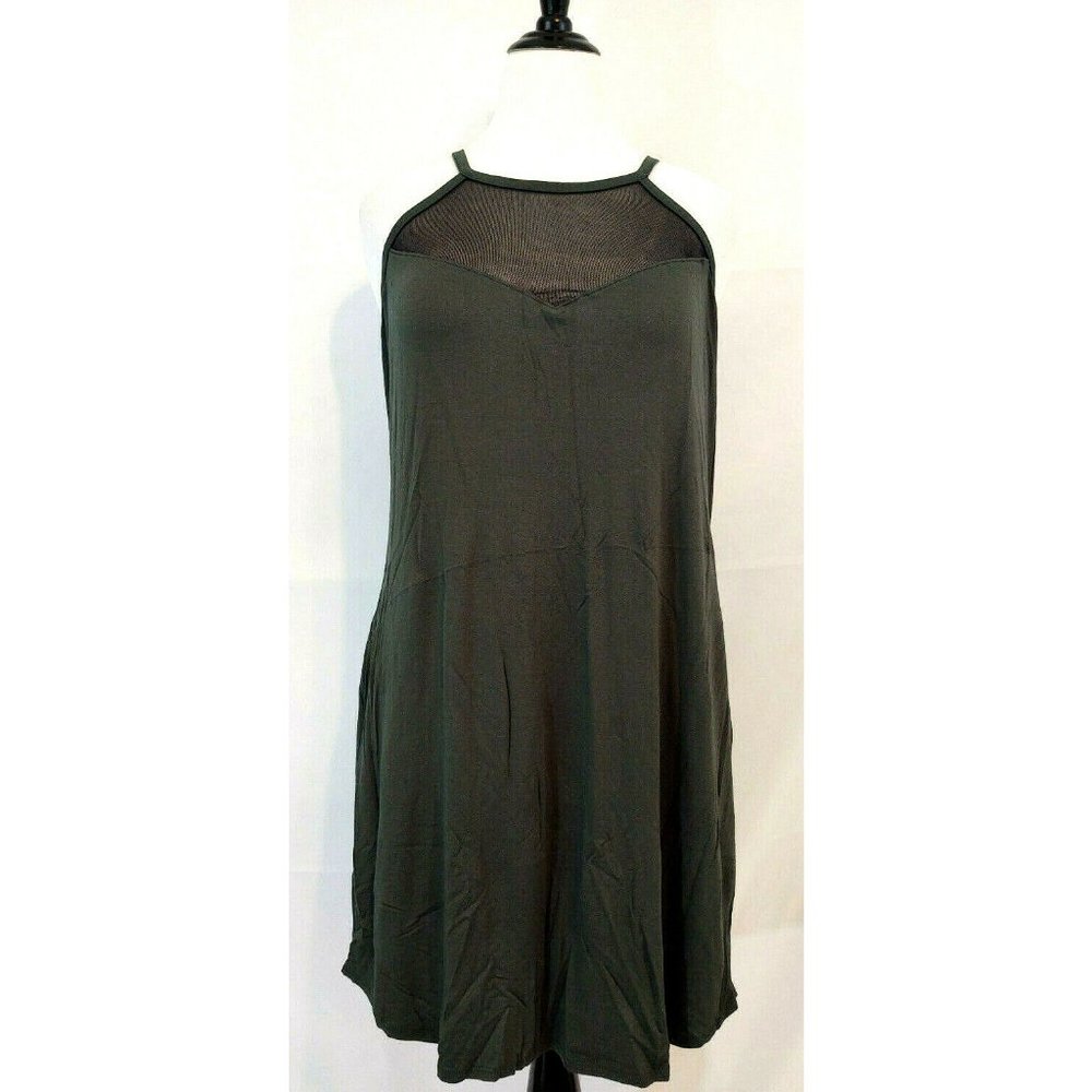 Dress Plus Size 3X Olive Green Black Mesh Stretch